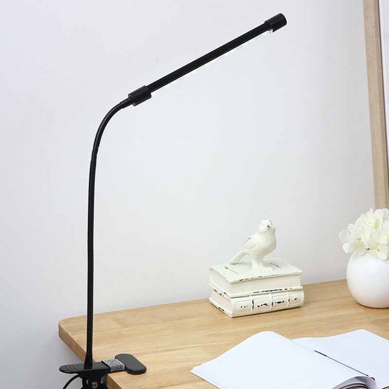 Schwarz Flexible Schwanenhals Klemmung-On-Schreibtisch Lampe moderne LED-Aluminium-Leuchtdichte für Schlafsaalraum