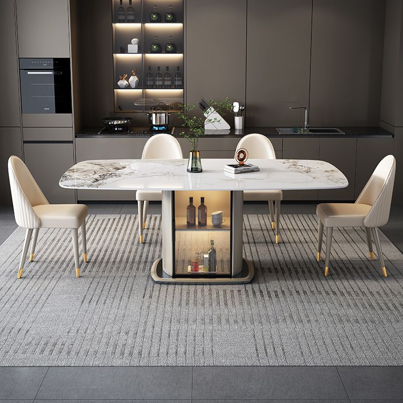 1/5/7 Pieces Modern Sintered Stone Top Dining Set with Storage