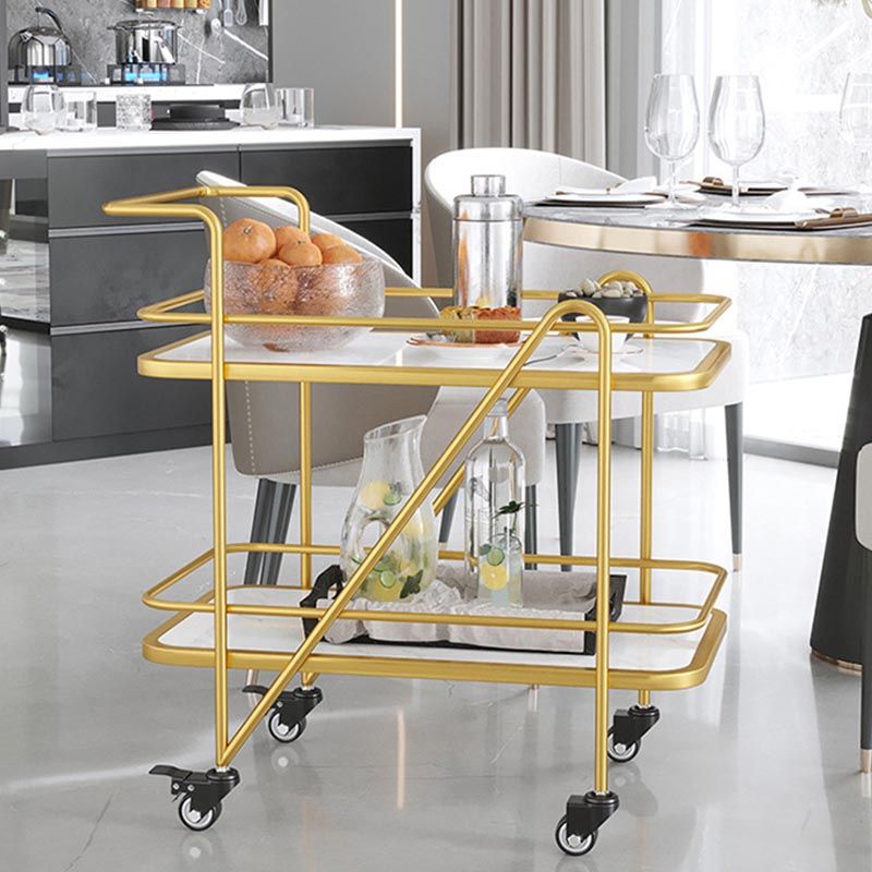 Rolling Modern Prep Table Metal Prep Table with Storage for Dining Room