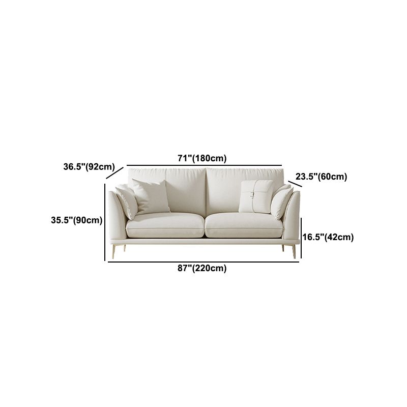 Faux Leather Sofa 36.22" D x 35.43" H Flared Arm Sofa for Living Room