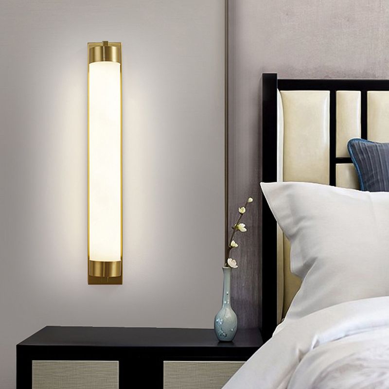 Chinese Brass Wall Light Gold LED Wall Sconce with Mica for Living Room