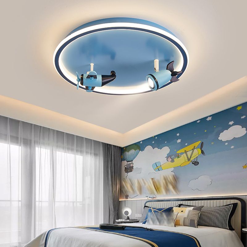 Children Room Flush-mount Lamp Creative Cartoon LED Ceiling Lamp in Blue