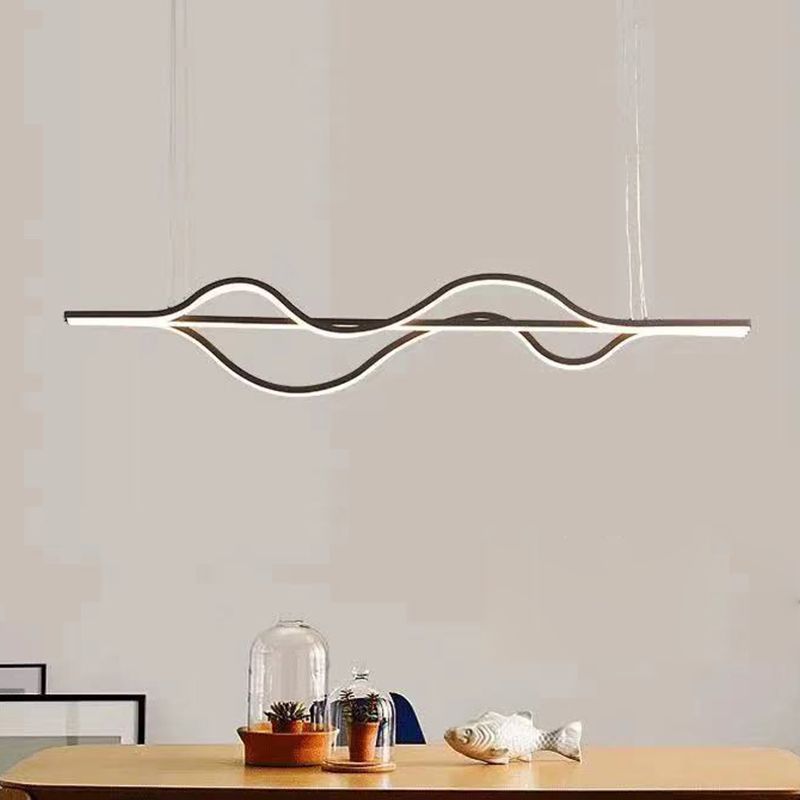 Minimalist Hanging Island Light Metal Dining Room LED Island Pendant Light