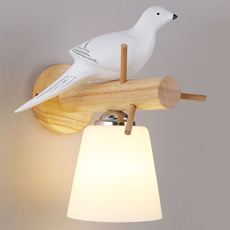 Lámpara montada en la pared de cono simplicidad posmoderna apliques de pared de madera para sala de estar