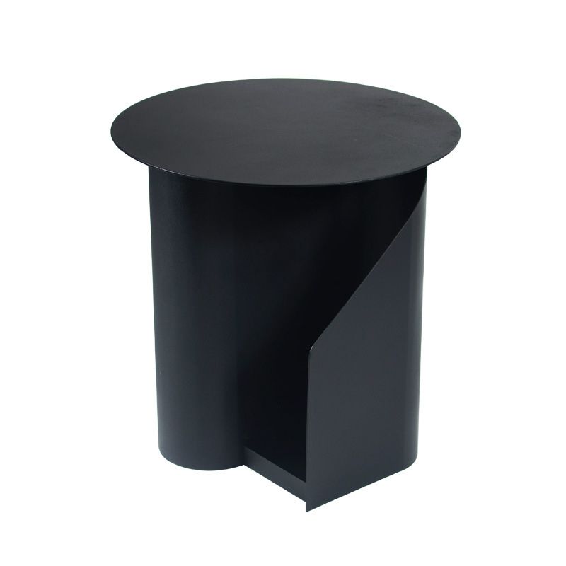 18.5" Tall Modern Mental Abstract Side Table Round Top End Table with Storage