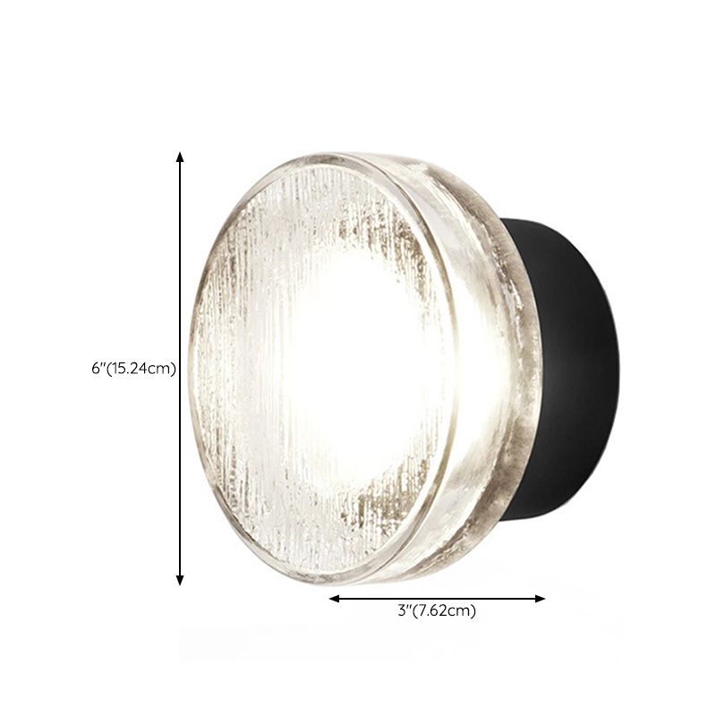 1 Light Glass Bath Sconce in Black & Clear Traditional Round Bathroom Vanity Lighting