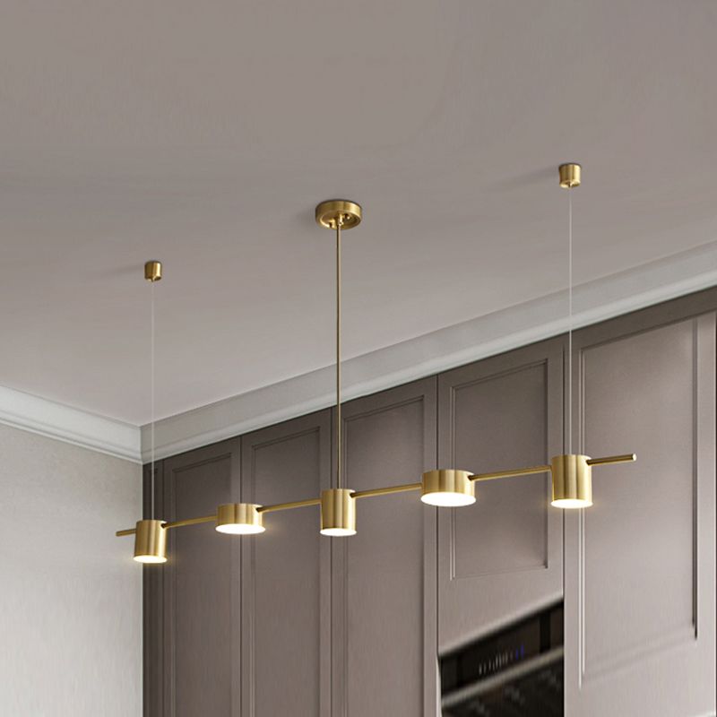 Luces colgantes de isla de metal de isla de cilindro de estilo contemporáneo