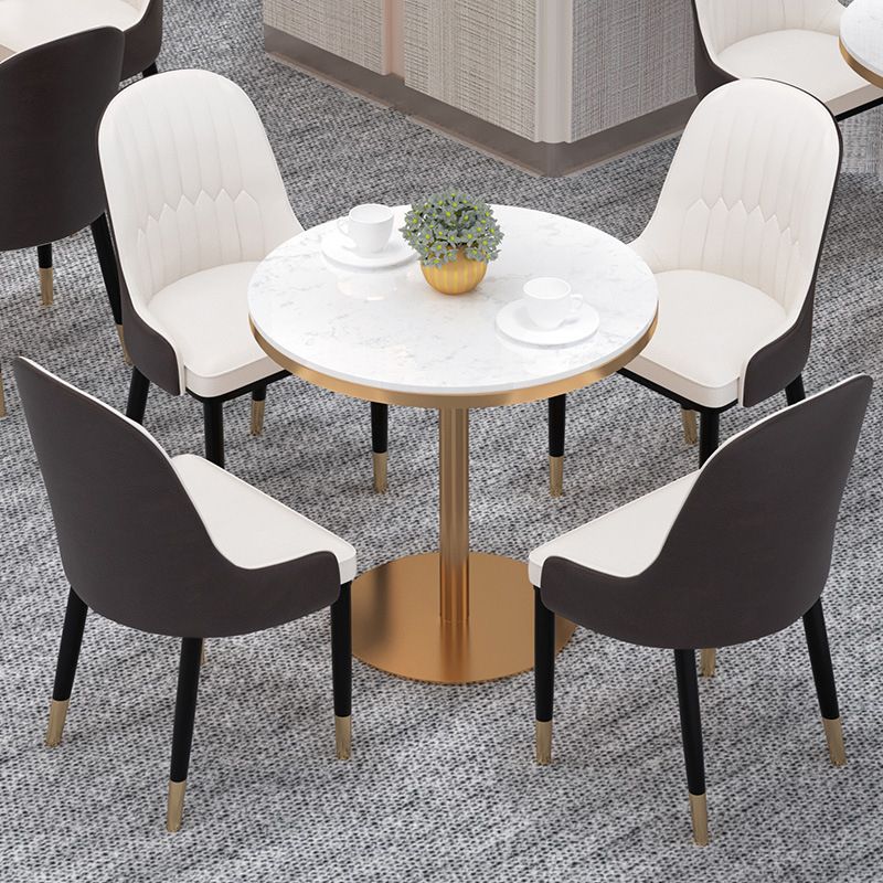 Modern Sintered Stone White Dining Room Set with Round Table Formal Dining Table Furniture