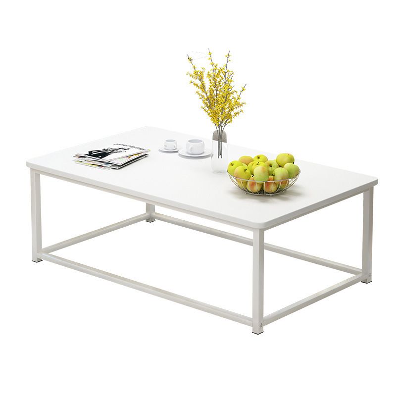 Modern Style Rectangular Wooden Table with Metal Frame Base Coffee Table