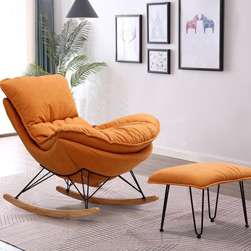 Contemporary Rocking Chair Cotton Upholstered Tufted Wing Chair Back Baby Rocking Chair
