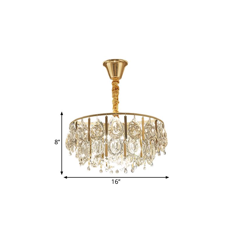 Crystal Conic Chandelier Modernism 3/4 Lights Gold Pendant Light Kit with Tiered Design, 16"/19.5" W