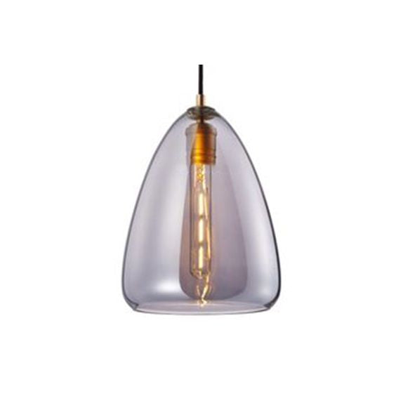 8.5"/10" Wide Cone Living Room Pendant Lamp Amber/Smoky Glass 1 Light Post-Modern Hanging Ceiling Light