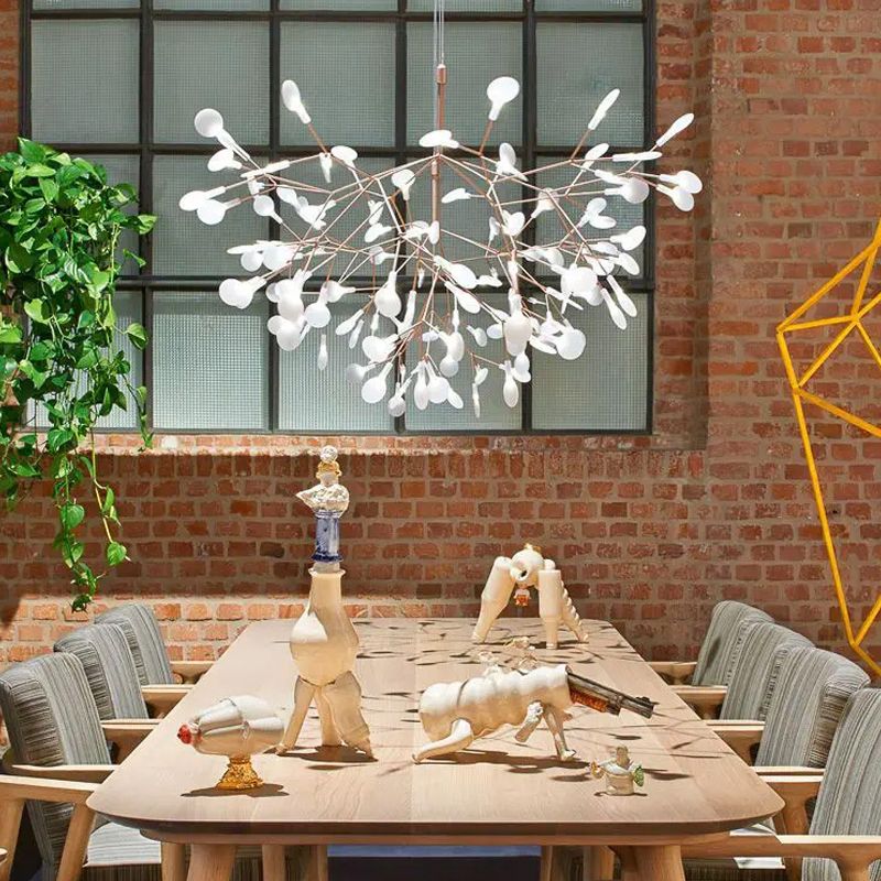 Glowworm Suspended Lighting Fixture Modern Multi-Head Hanging Pendant Lights with Acrylic Shade