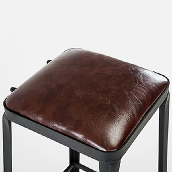 Industrial Coffee Shop Footrest Barstool Black Upholstered Counter Stool