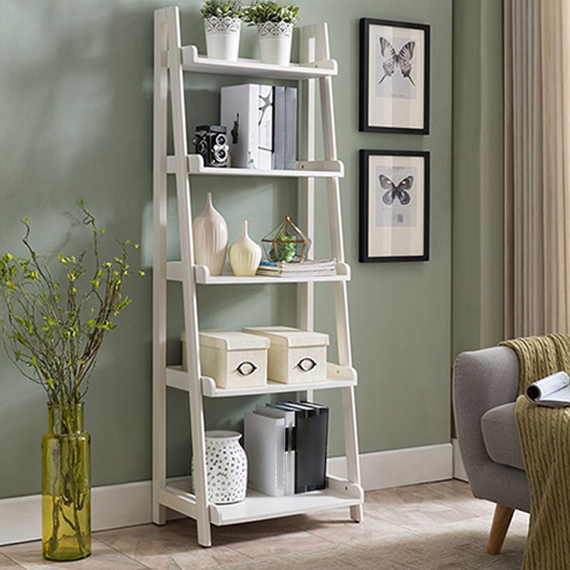 Moderne Style Ladder Bookshelf Massivholzregal Bücherregal für das Studienraum