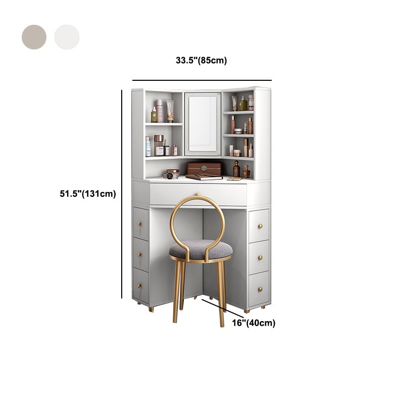 Mirrored Vanity Table and Stool Set 33.4" Wide Vanity Dressing Table