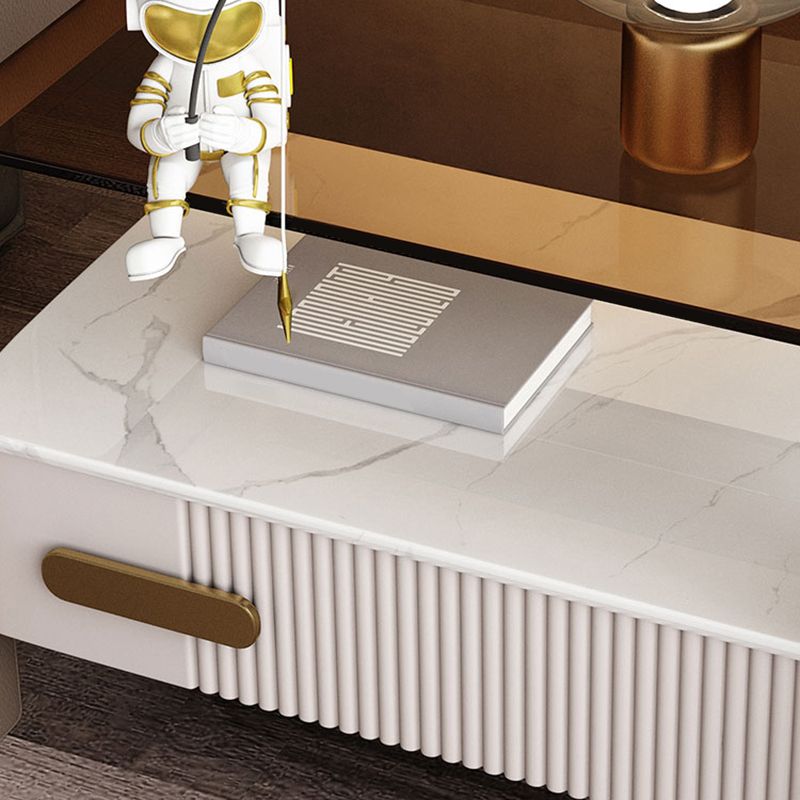 Wood Night Stand 18.9" Tall 1 - Drawer Nightstand with Tempered Glass Top