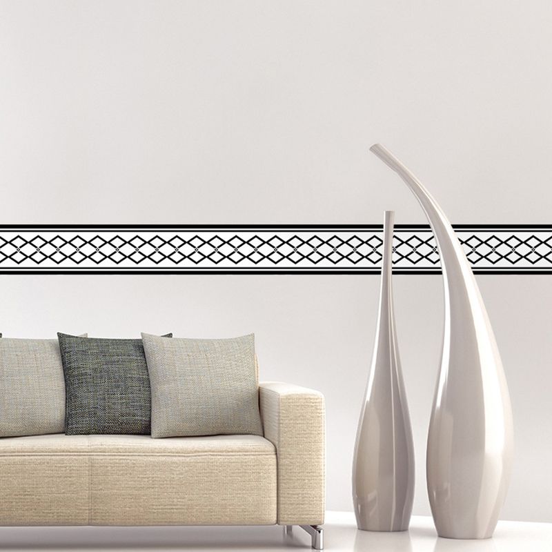 Black Interweaving Pattern Wallpaper Border Peel and Stick Modernist Living Room Wall Art