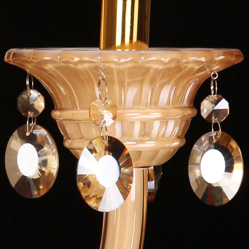 Braccio curvo lampada da parete in vetro bianco tradizionale tradizionale 1 testa salotto luce con accento cristallino smusso