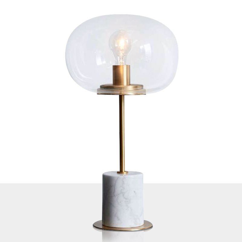 Marble Globe Table Lamp in Modern Luxury Style Electroplate Metal Table Light with Glass Shade