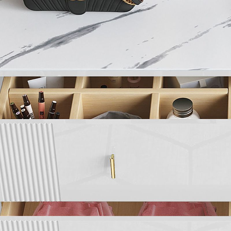 Classic Glam Double Dresser Stone Horizontal Storage Chest with Drawers for Bedroom