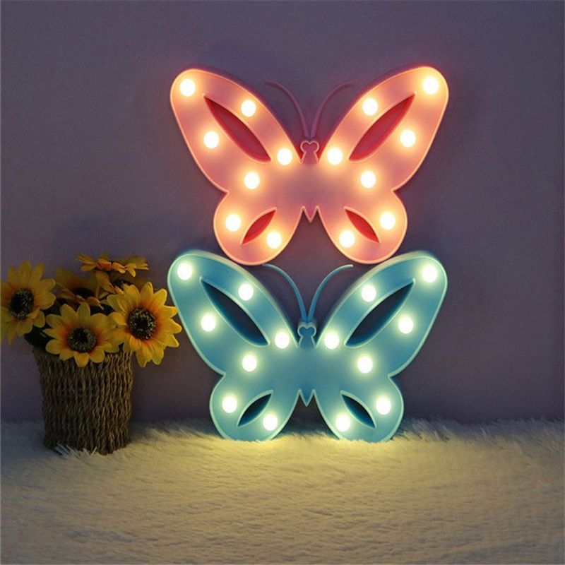 Nordic Butterfly Nightstand Lighting Plastic Girls Bedroom LED Wall Night Lamp