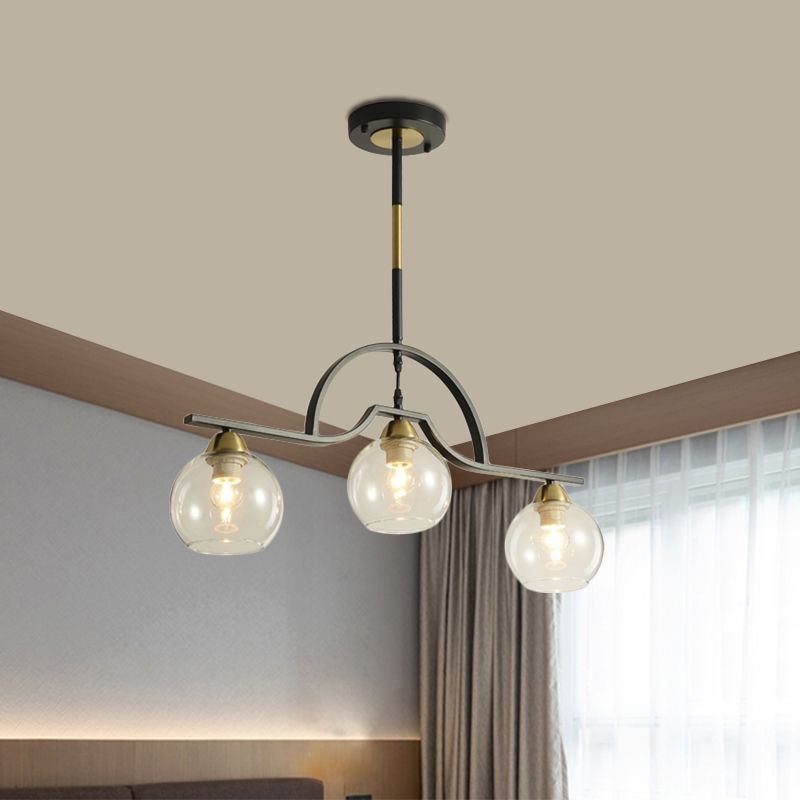 Lampada moderna a 3 lampadine isola lampada a sospensione a sospensione a sospensione con crema/tonalità in vetro trasparente
