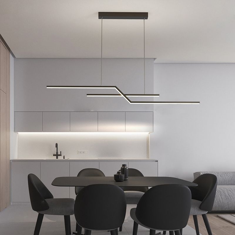 Metal Linear Shape Chandelier Light Modern Style 2 Lights Chandelier Light Fixture