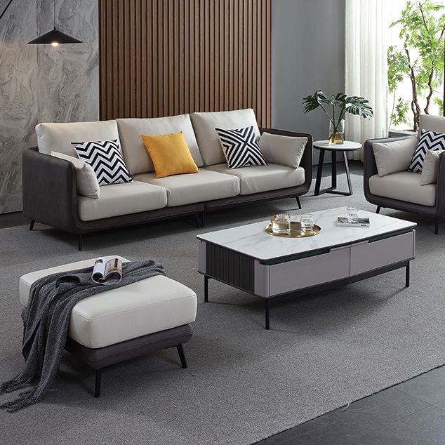 Faux Leather Stain Resistant Modern Standard Square Arm Settee Couch