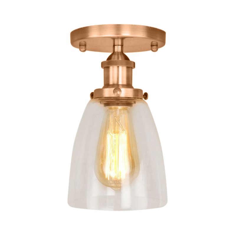 Luminaires de plafond à une ampoule, cône industriel en verre transparent, éclairage semi-encastré en argent/laiton/rouille