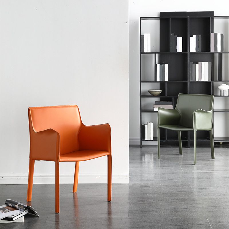 Industrial Arm Chair Solid Back Dining Room Chair for Dining Room