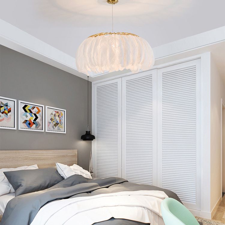 Koepelvormige hanglamp armatuur Noordse stijl veren slaapkamer kroonluchter hanglampje