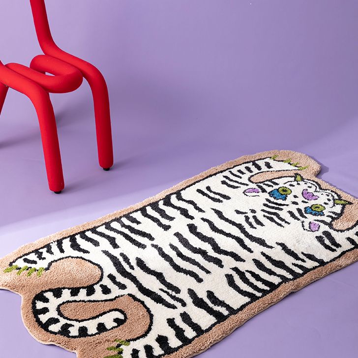 Novelty Color Mixed Modern Area Carpet Polyester Tiger Printing Indoor Rug Easy Care Carpet for Living Room