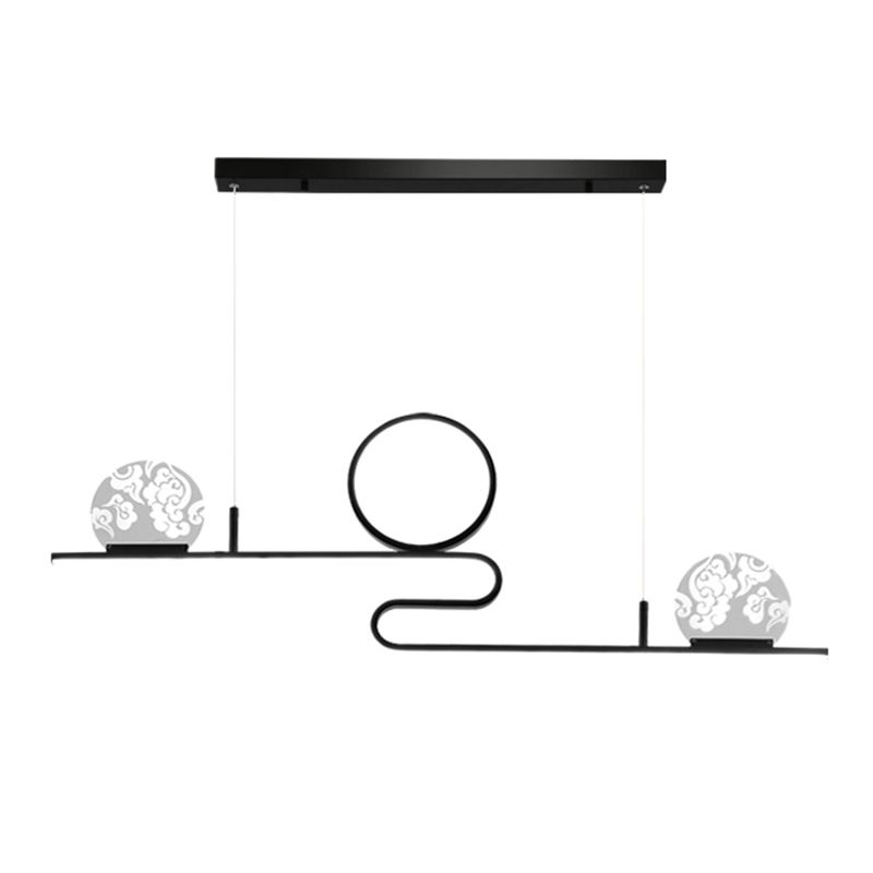 Luces de isla de forma lineal de estilo moderno metal de metal accesorios de iluminación colgante de 4 luces