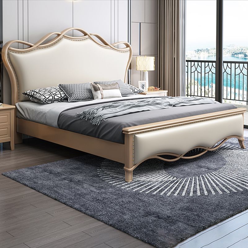 Glam Solid Wood Mattress Included with Headboard Camelback Panel Standard Bed