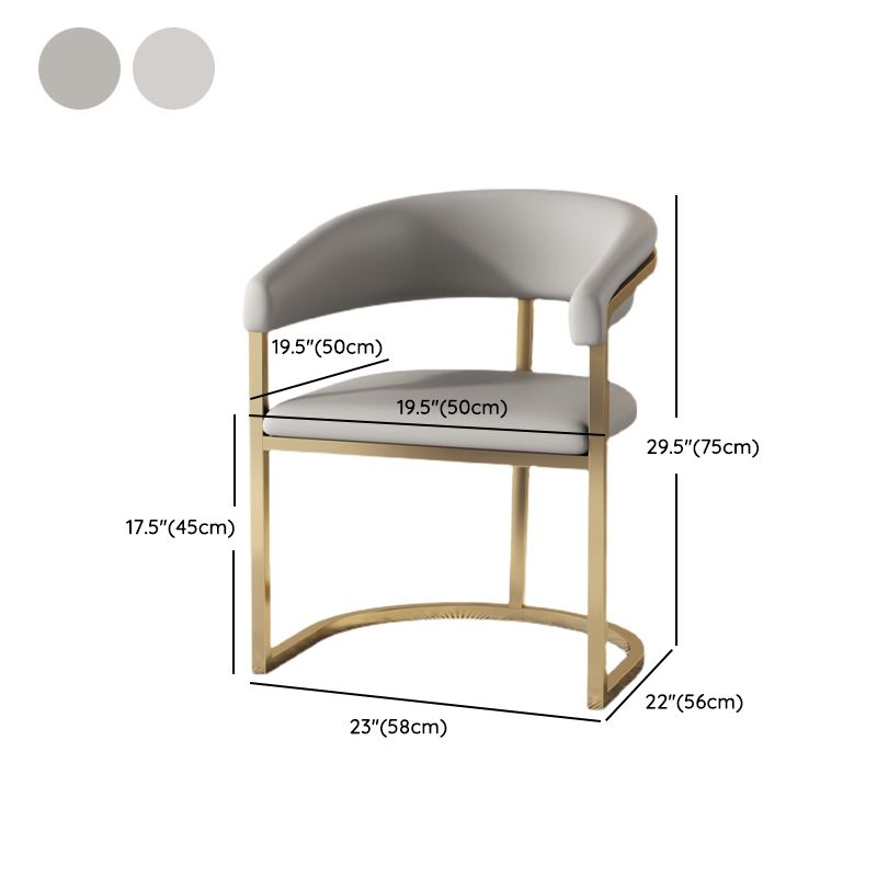 Modern Backrest Armrest Cushion Chair with Metal Base for Dining Room