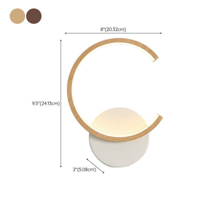 Modern Simple Wall Light Circle Shape Wood Grain Wall Lamp for Living Room