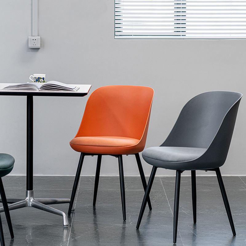 Contemporary Upholstered Dining Chairs Faux Leather and Metal Side Chair