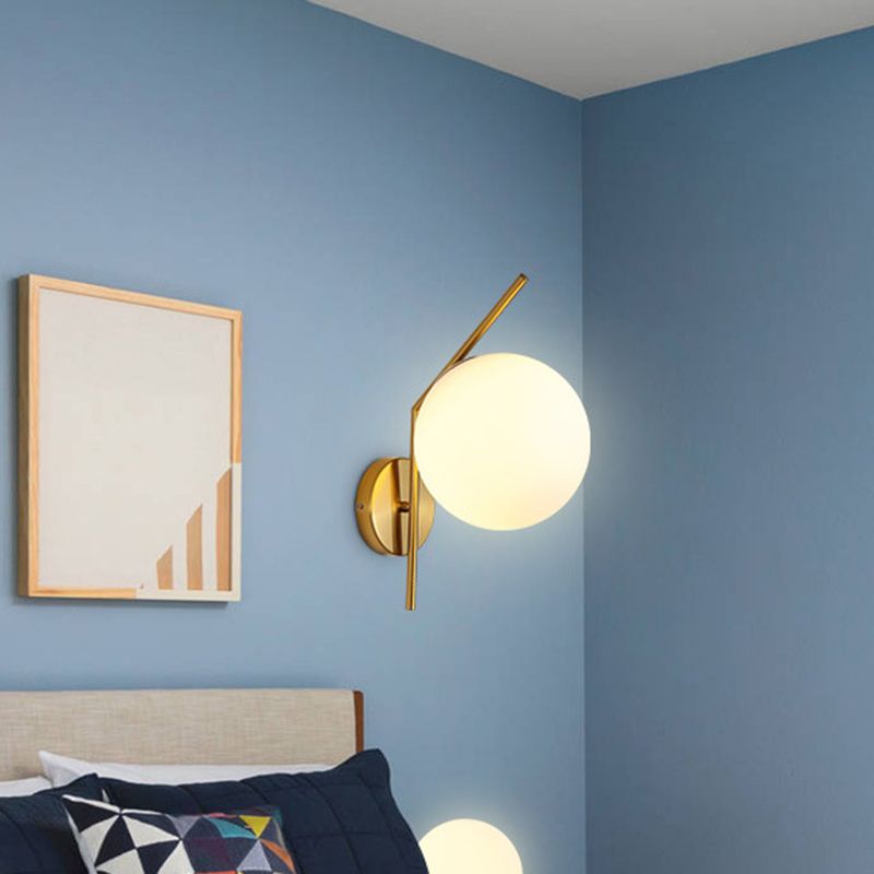 Nordic Postmodern Simple Art Glass Ball 1 Head Milk White Wall Lamp