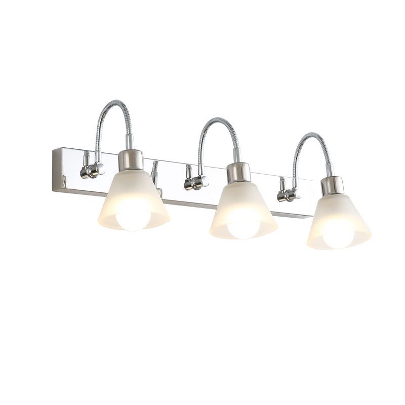 Modern Style Simplicity Mirror Light White Glass Flower Shade Wall Lamp for Bathroom