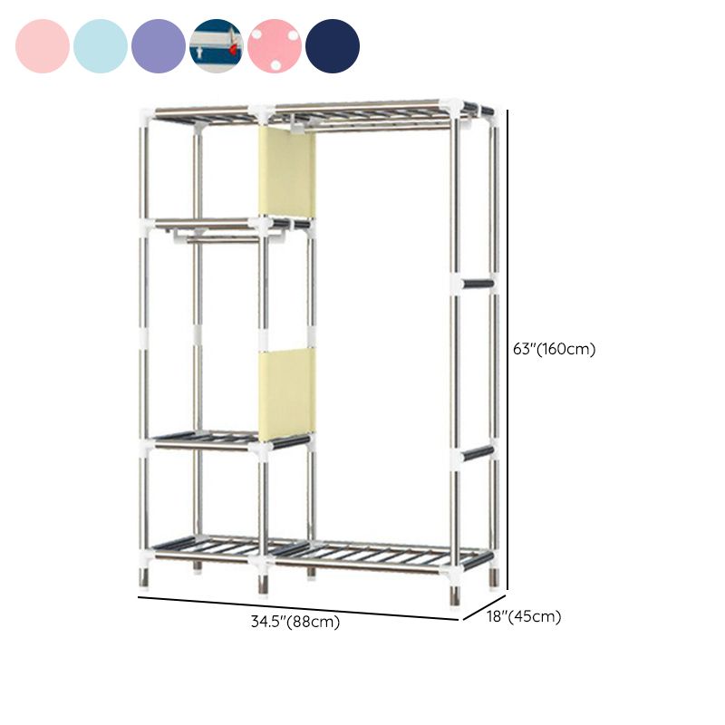 Contemporary Style Home Wardrobe Steel Wardrobe Closet with Shelves