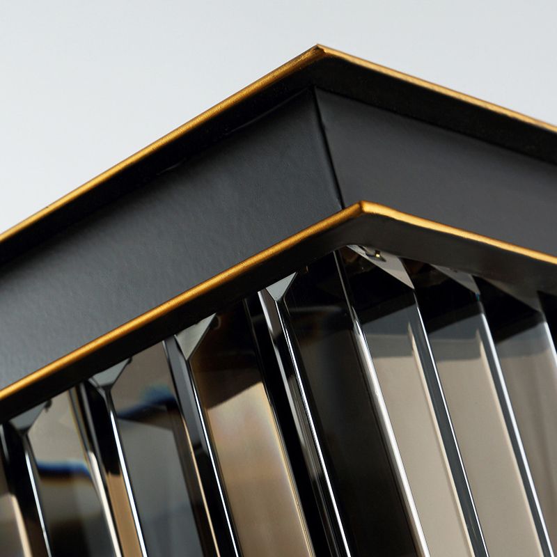 Black Drum Hanging Chandelier Modern 6/12 Lights Crystal Shaded Pendant Light for Living Room