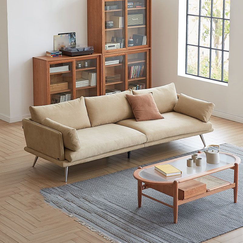3/4-seat Modern Brown Sofa Wear-resistant Sofa with Metal Legs