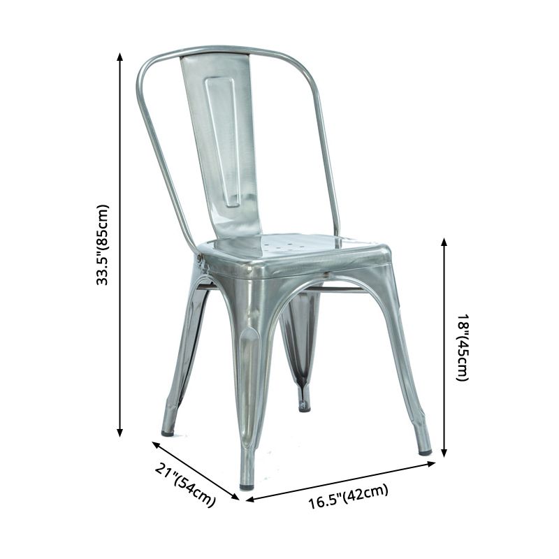 Industrial Dining Chair Slat Back Chair with 4 Metal Legs for Home Use