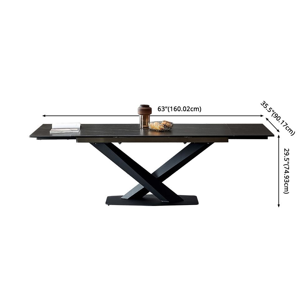 Minimalist Foldable Dining Set Standard Height with Black Base Dining Room Set for Home Use