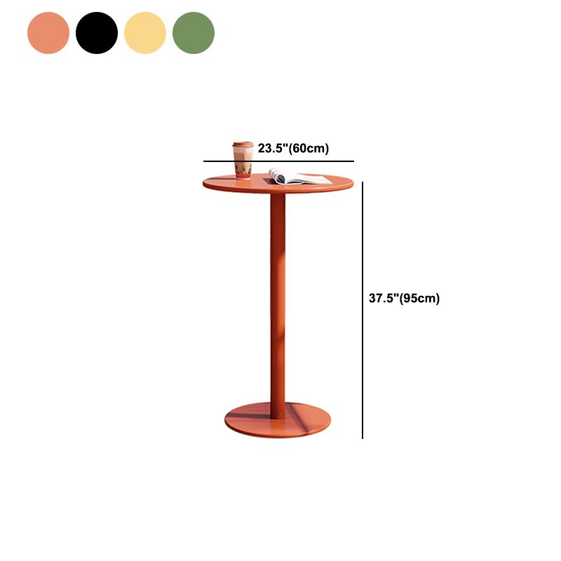 Pedestal Round Bar Dining Table Metal Fixed Pub Table for Outdoor