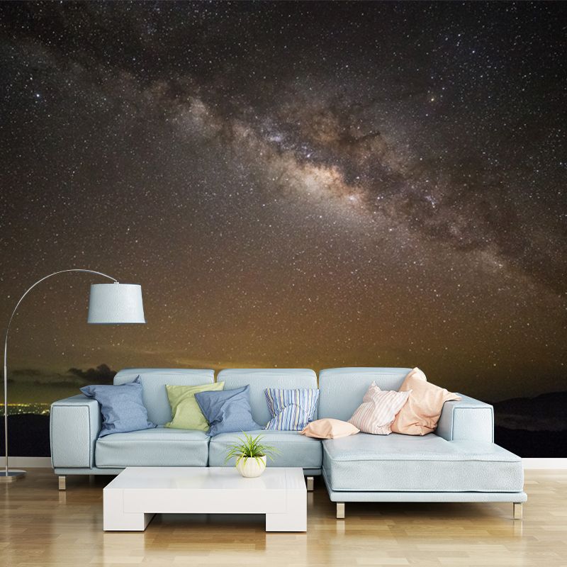 Luminous Star Sky Wall Mural for Bedroom Distant Night Town Wall Decor, Custom Print