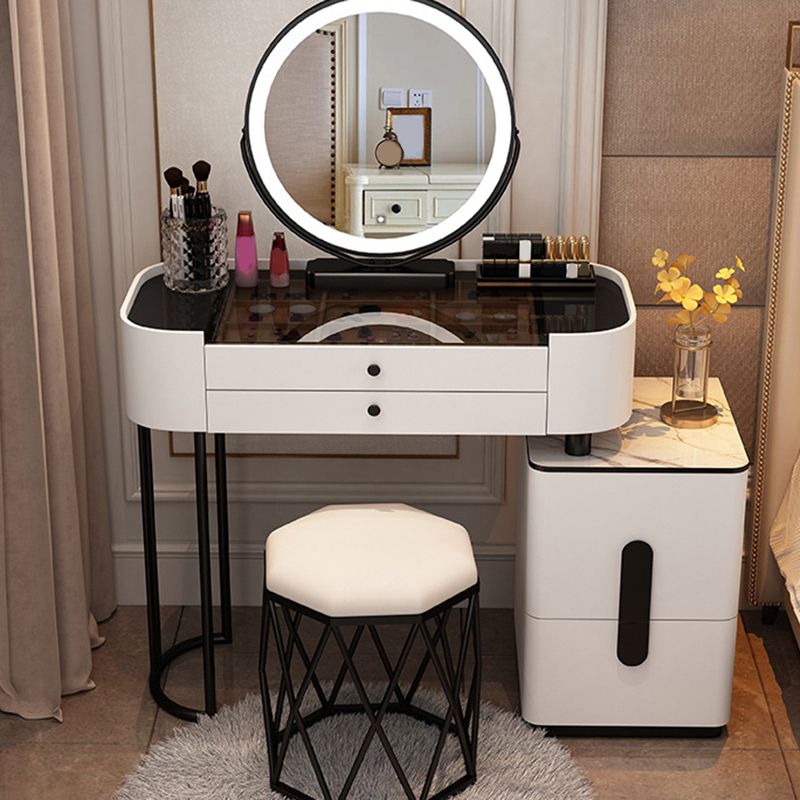 Glass Vanity Dressing Table 15.74" Wide Vanity Tables with 5 Storage Drawers