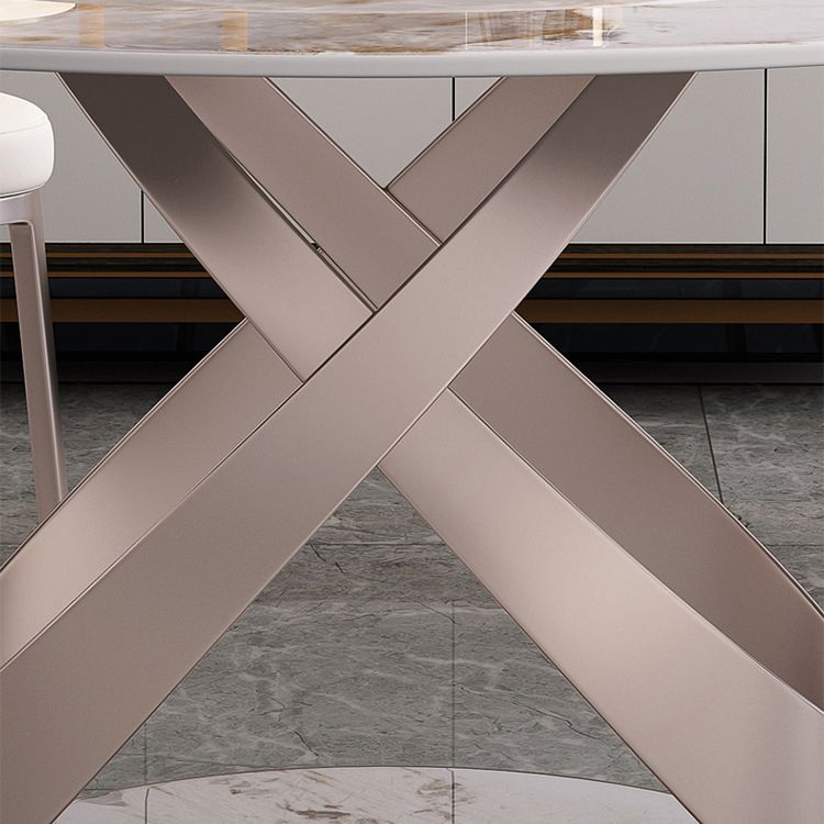 Contemporary Round Pedestal Dining Table Stone Matte Finish Table