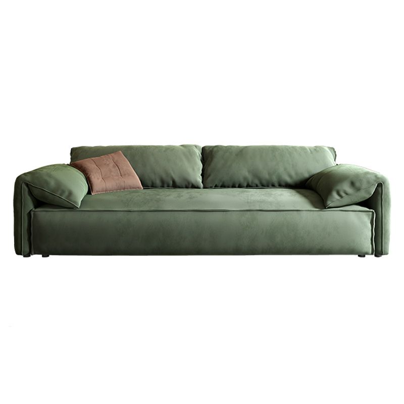 Stationary Slipcovered Living Room Pillow Top Arm Green Cushions Sofa